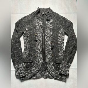 BKE zip up grey chunky sweater wool blend size medium